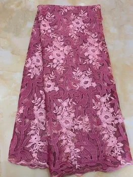 

pink African Lace Fabric 2019 High Quality Lace Nigerian 3D Lace Fabric Embroidery Tulle French Lace for Women dress