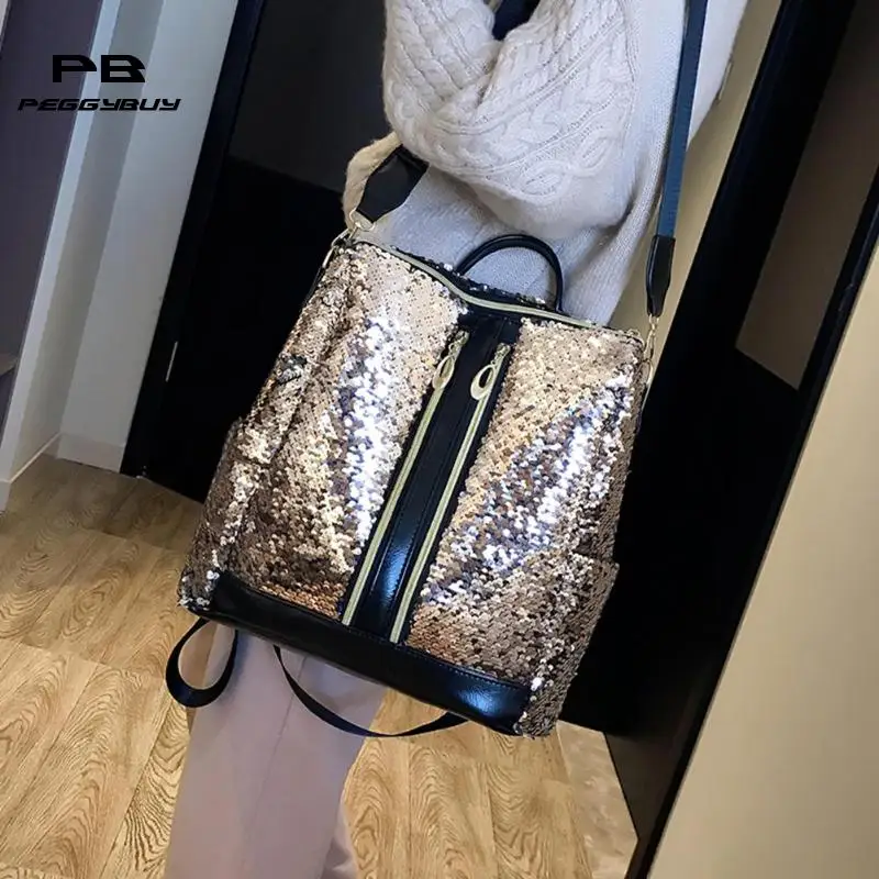 

Glitter Sequins Shoulder Backpack for Women Girls Bling Travel School Bag Rucksack Female PU Daypack mochila feminina Mujer 2019