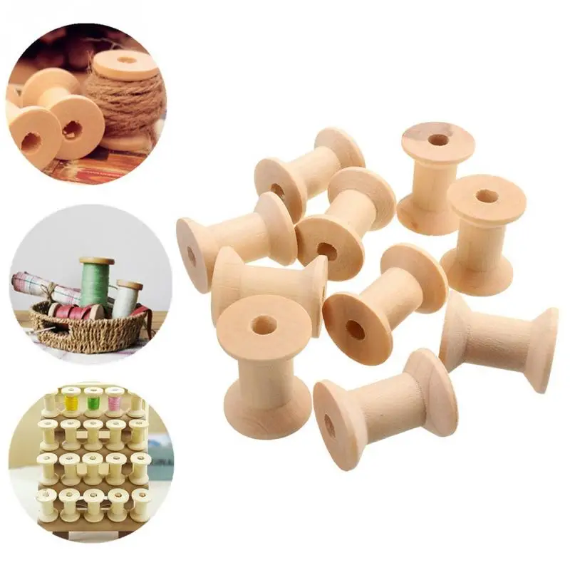 

10Pcs Vintage Style Wooden Bobbins Spools Reels For Sewing Ribbons Twine Crafts Sewing tools
