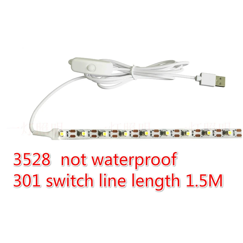 DE. SOUL Водонепроницаемая USB Светодиодная лента 3528 SMD DC5V Гибкая ленточная лампа с 301