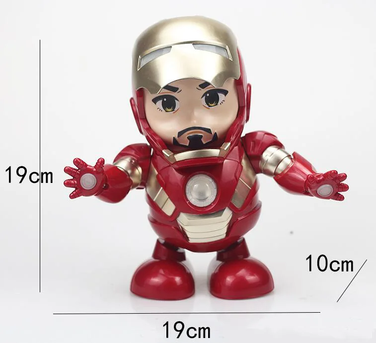 

Avengers Hero Dance Iron Man Captain America Action Figure Toy Electric LED Flashlight Sound Collectible Model Toy for Children