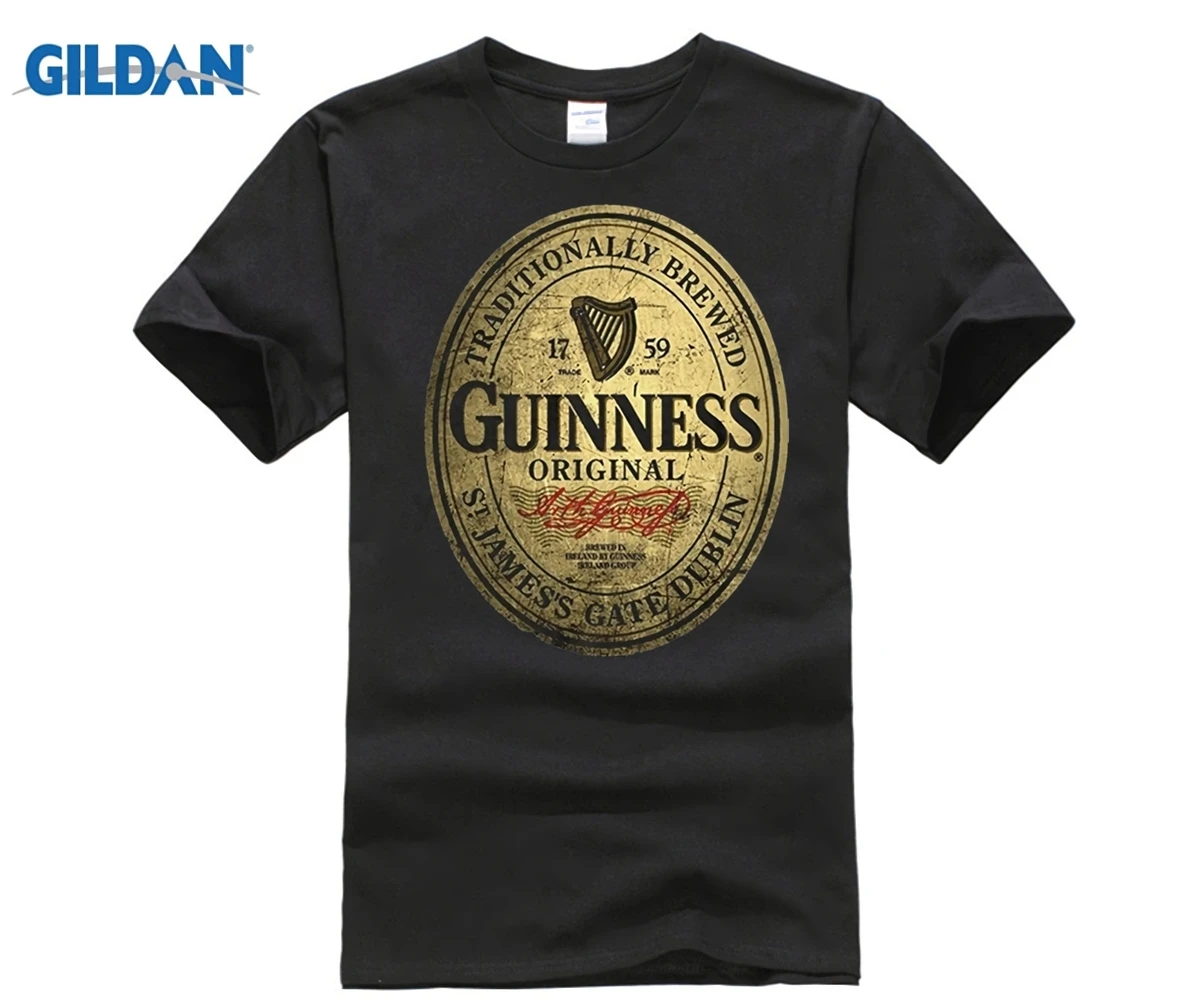 Горячие предложения Забавные футболки Guinness Label Винтаж Мужская модная футболка |