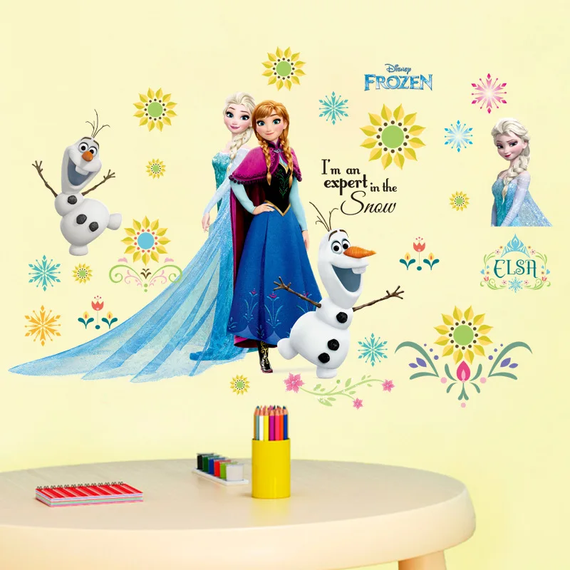Disney cartoon sticker Frozen toys for children Elsa and Anna waterproof children bedroom decoration pusheen sticker pegatinas