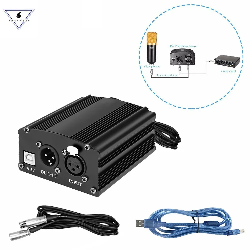 

New Computer USB 48v Phantom Power Supply One Xlr Audio Cable For Condenser Microphone Music Recording Equipment Sound Card