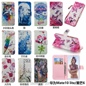 

For Huawei Y6 2017 Y5 2018 MATE 10 20 P8 Lite 2017 P10 3D Bling Cartoon Flower Wallet Leather Pouch Paris Stand TPU Cover 100PCS