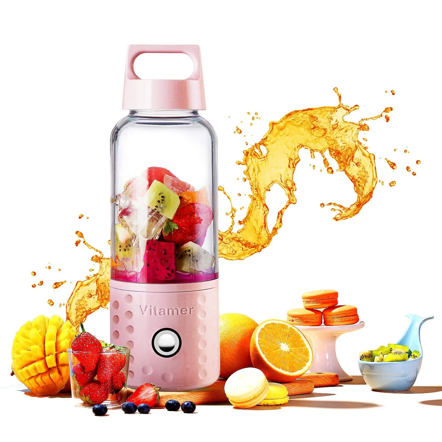 

500ml Portable Blender Orange Juicer Cup Smoothie Blender USB Juicer Cup Fruit Mixing Machine with 4000mAh Rechargeable Batterie