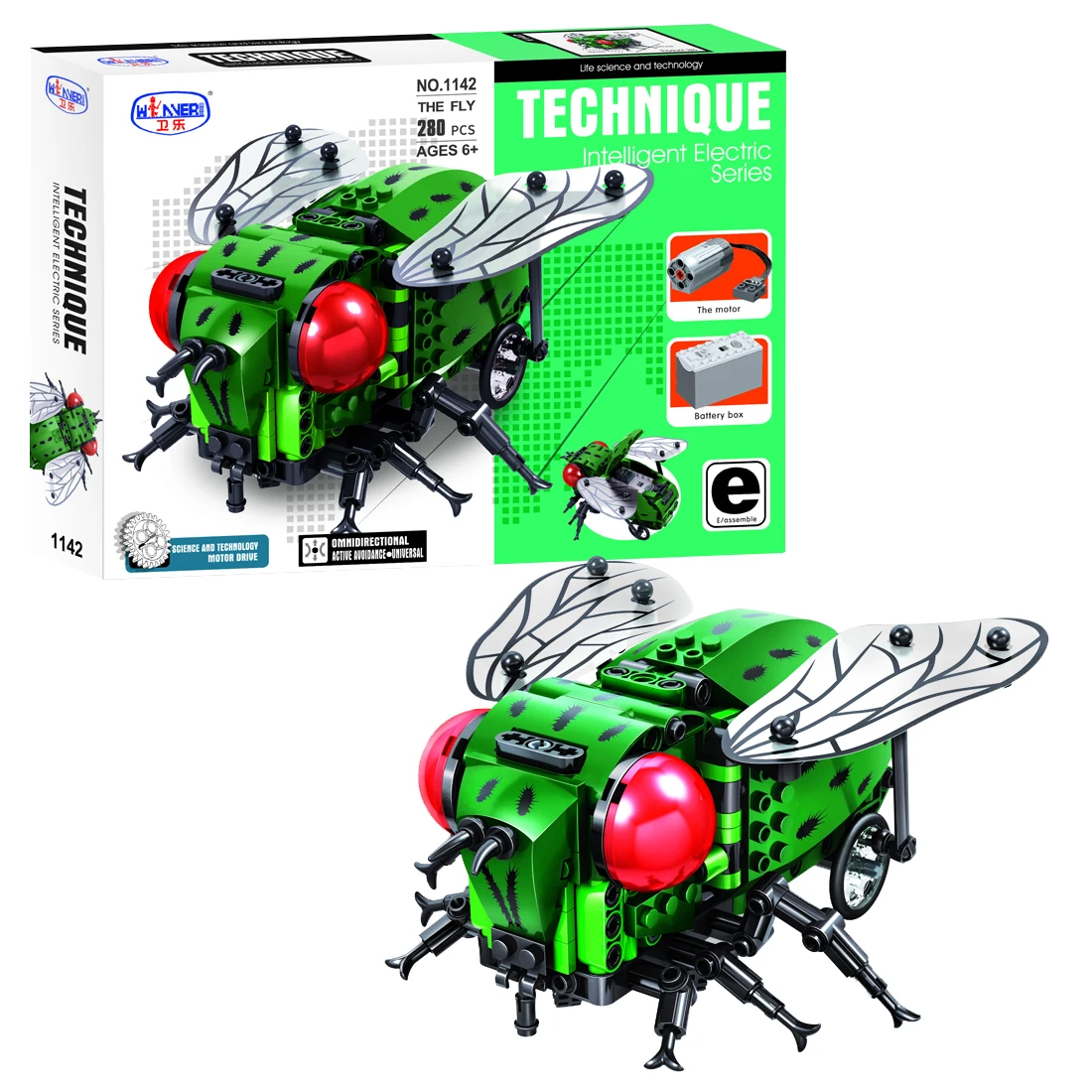 

285Pcs DIY Assembly Small Particle Building Block Artificial Insect RC Model Assembly Educational Toys For Children-Electric Fly