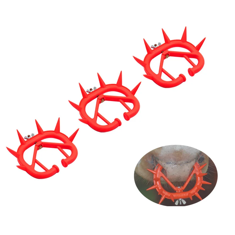 

10 Pcs Farm Cattle Animals Red Plastic Calf Cow Weaning Weaner Durable Anti Sucking Milking Stop Device Farm Products