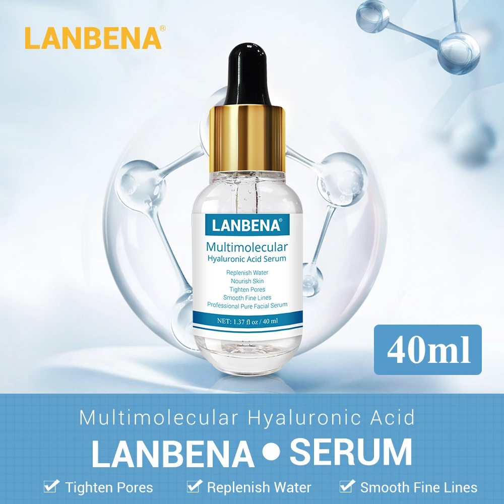 

Lanbena Hyaluronic Acid Serum 40ml Smooth Fine Lines Moisturizing Acne Treatment Repairing Tighten Pores Anti-anging Skin Care