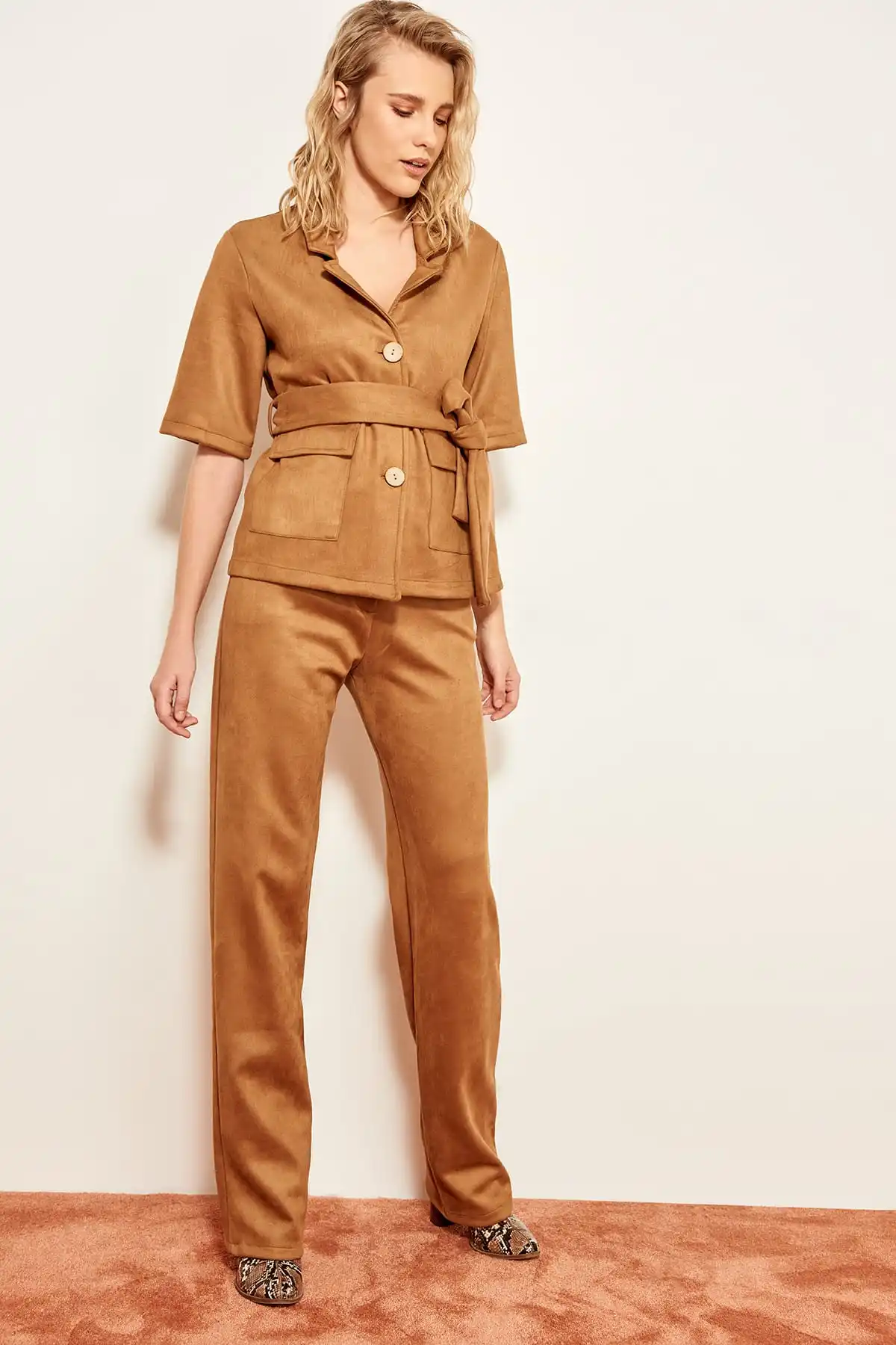 Trendyol коричневые Трикотажные Широкие брюки TCLSS19VG0057 | Женская одежда