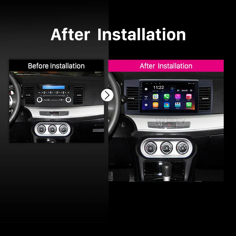 Top 10.1"Android 8.1/9.0 Car Head Unit Radio Player GPS Navigation for 2008-2015 Mitsubishi Lancer-ex support FM Bluetooth Video 5