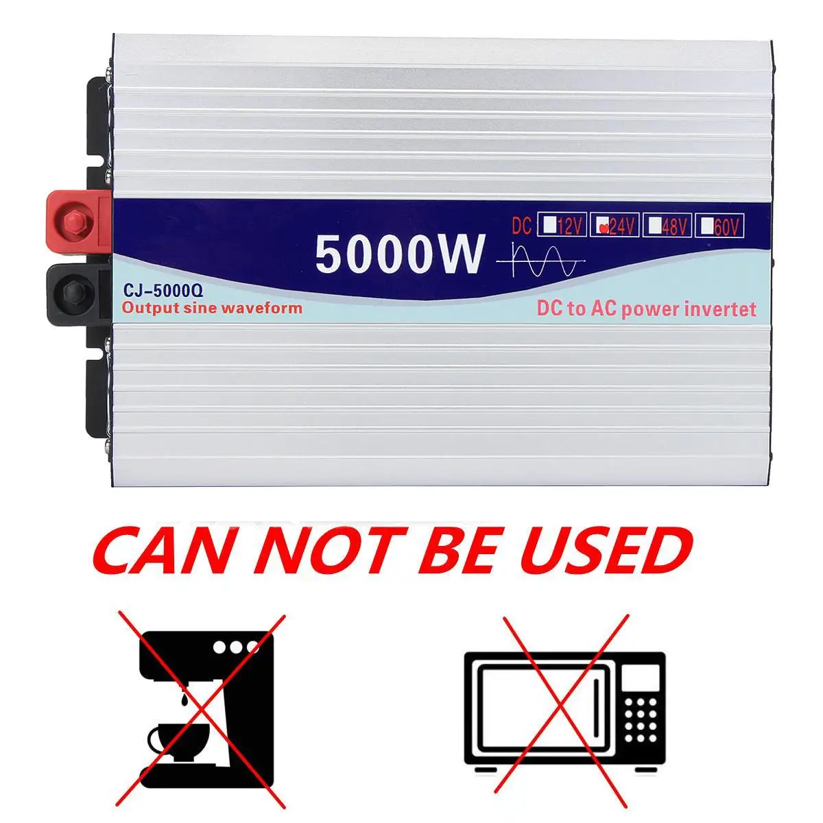 Инвертор 12 V/24 V к переменному току 220V 3000/4000/5000/6000W Напряжение трансформатор с немодулированным синусоидальным сигналом Мощность преобразователь Светодиодный Дисплей