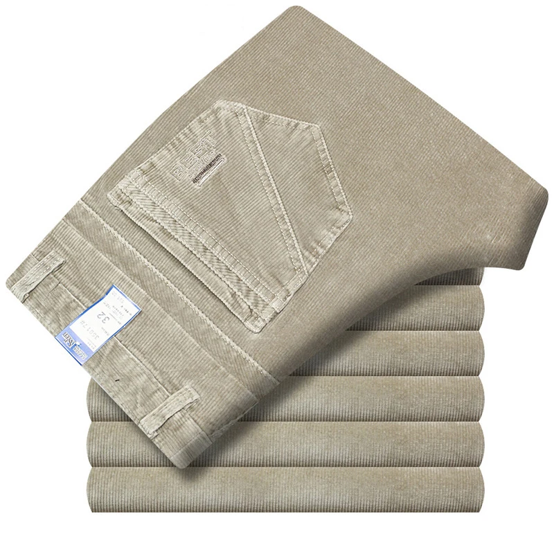 Billig Herbst Winter Cord Hosen Männer Business Casual Hosen Lose Elastische Gerade Fit Hosen Männlichen Cord Rot Hose Plus Größe 42