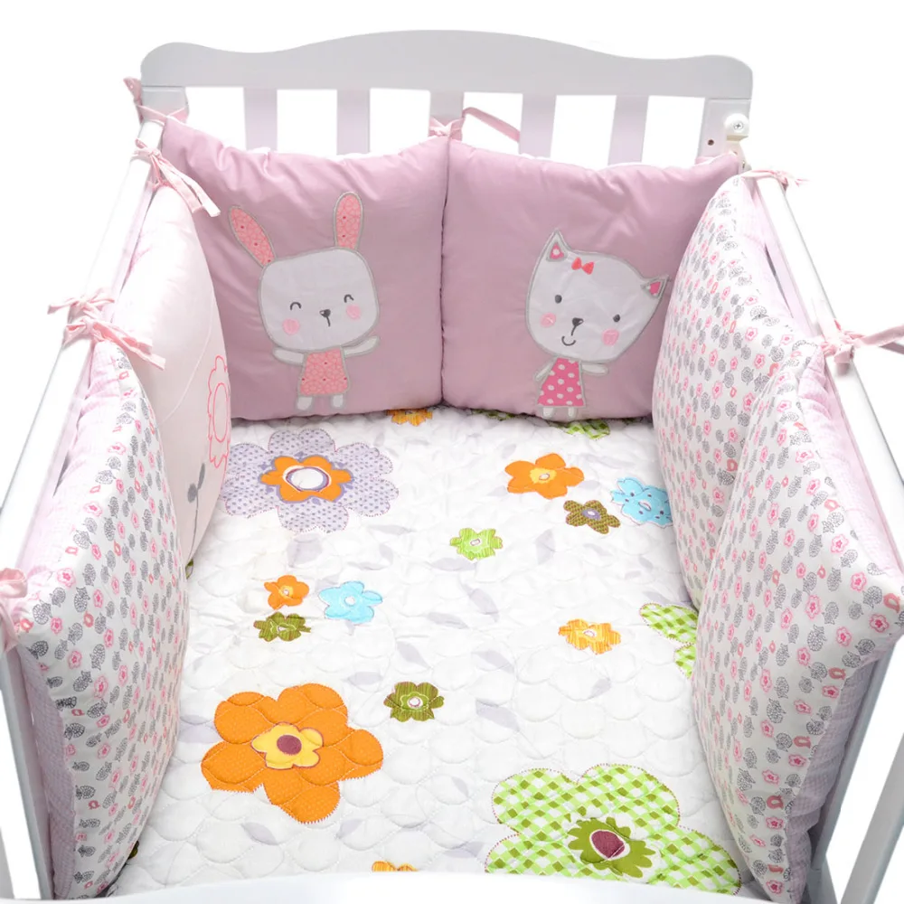 

6PCS/Set Baby Bed Bumper Set Cushion Cotton Rabbit Infant Crib Bumper Soft Baby Bedding Around protector