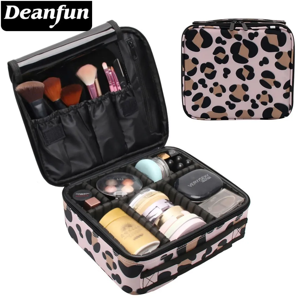 Deanfun чехол для макияжа Леопардовый водонепроницаемый регулируемые разделители