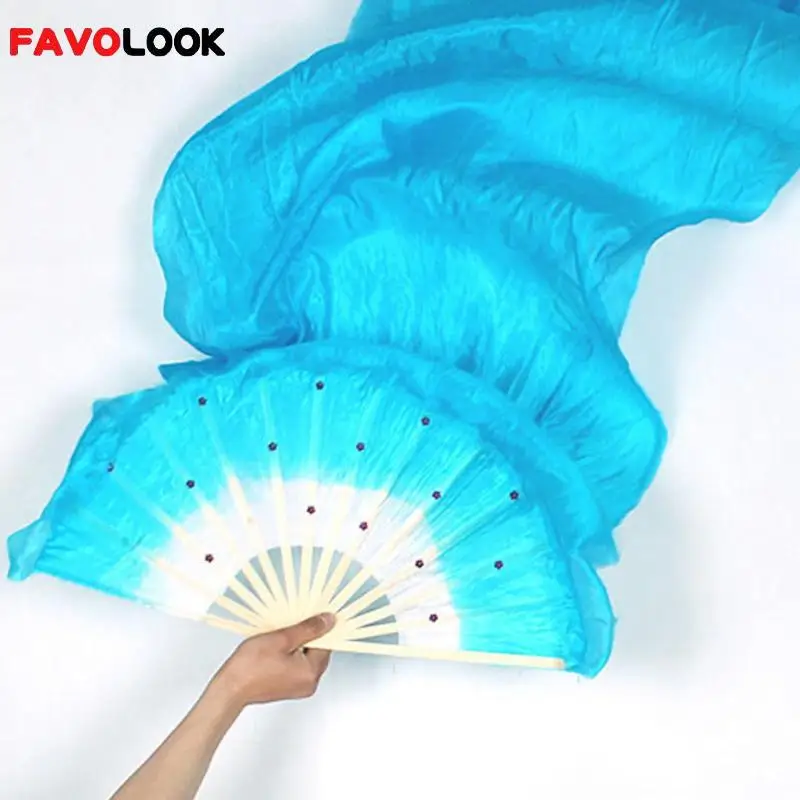 

Hot Selling Colorful Hand Made Women Belly Dancing Fans Tools Good Quality Simulation Silk Bamboo Long Veils Fans for Women