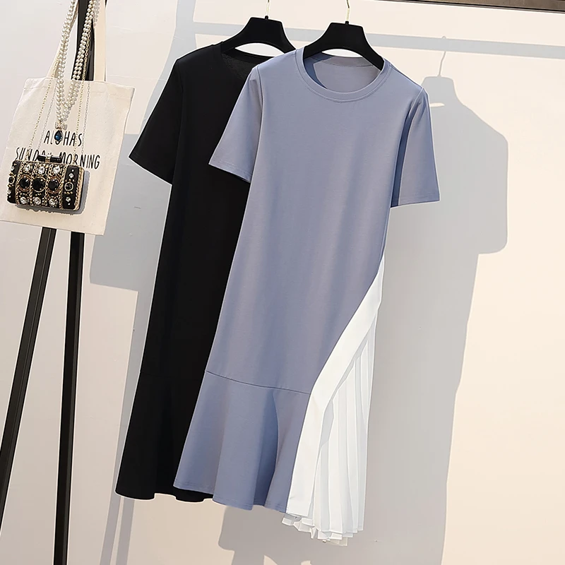 blue t shirt dress plus size