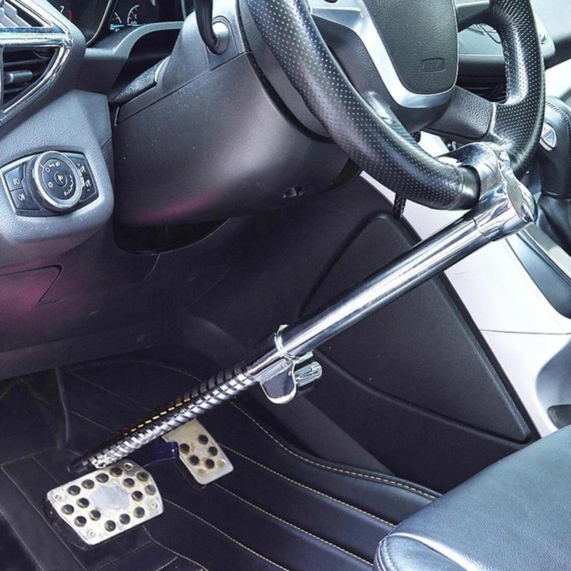車のステアリングホイールロック ステンレス鋼の盗難防止ロック 格納式ブレーキロック ドアロック保護カバー Aliexpress