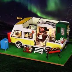 Креативный автомобиль стиль кукольный дом Миниатюрный DIY деревянная мебель дом игрушки для детей рождественские украшения подарки на день
