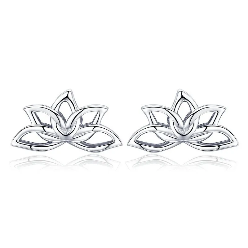 

New Arrival 925 Sterling Silver Lotus Flower Stud Earrings for Women Elegant Lotus Earrings Silver Jewelry BSE024