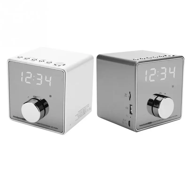 

Mini Bluetooth Speaker Portable FM Radio Music Wireless Speakers with Digital Screen Alarm Clock Player Support USB TF AUX New