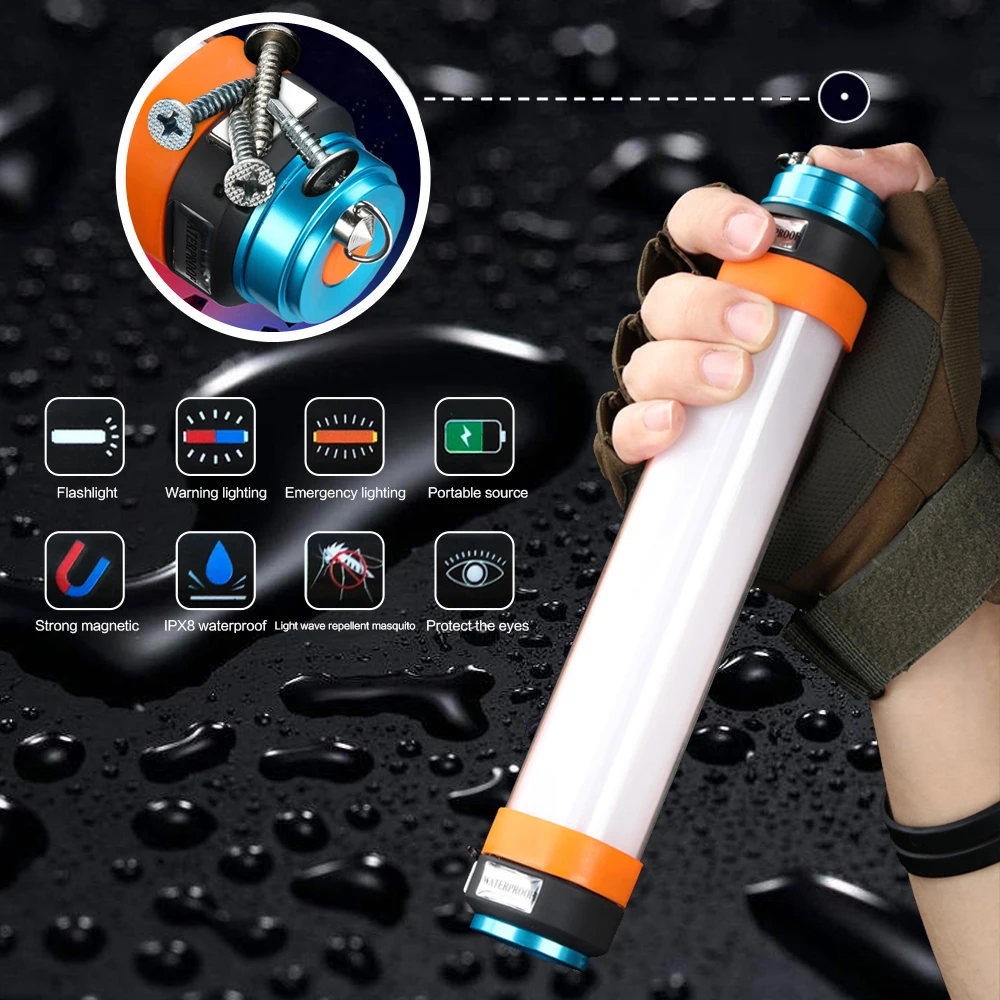 Koop LED Zaklamp met een Magneet 18650 Batterij Camping 6 Modi High Power Oplaadbare USB Waterdichte Lantaarns Strobo Repellent