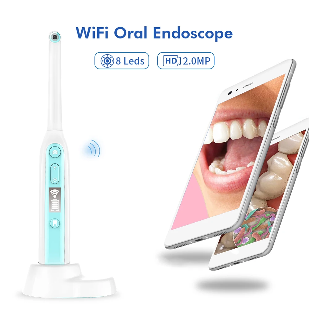 wifi портативный многоразовый wifi 2.0MP HD Intraoral Камера Эндоскоп зубов и полости рта с 8 светодиодами