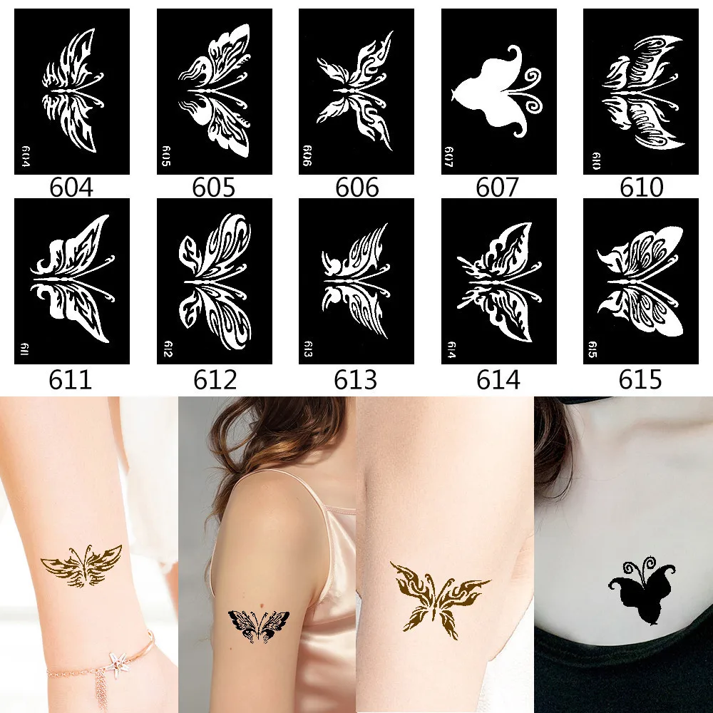 10 قطعة/مجموعة الحناء وشم استنسل فراشة نمط لصق الرسم وشم على شكل رسوم للجسم استنسل مثير المنتج للماء 2019 HN15