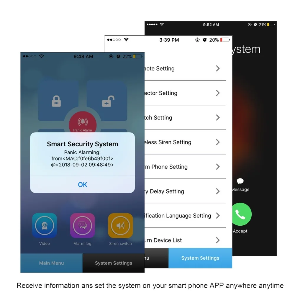 LM101.37 6 tarjeta SIM inalámbrica WiFi GSM casa Sistema de alarma de seguridad kits de Control de aplicación Sensor de abertura de puerta antirrobo PIR movimiento detector
