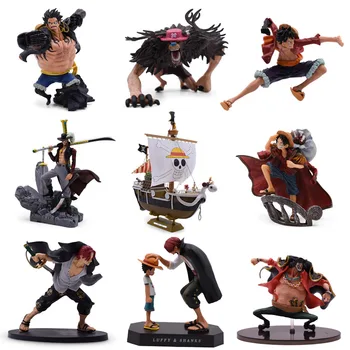 9 Styles Anime One Piece Luffy Chopper Dracule Mihawk Going Merry Shanks PVC Action Figure Collectible Model Christmas Gift Toy anime one piece figure one of the four kings shanks pvc action figure collection model toy