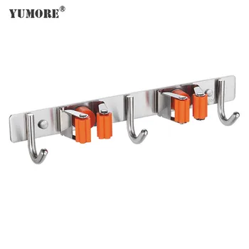 

Factory Price Wall-Mounted Type Storage Stainless Steel Organizer Sundries Brush Broom Umbrella Hanger mop holder with hooks