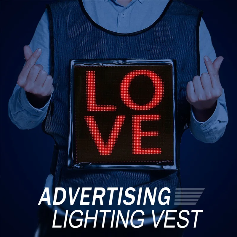 

LED Advertising Vest with USB Cable Wearable Led Screen Flexible Screen Soft Screen Full Color Waterproof Outdoor Sports DC5V