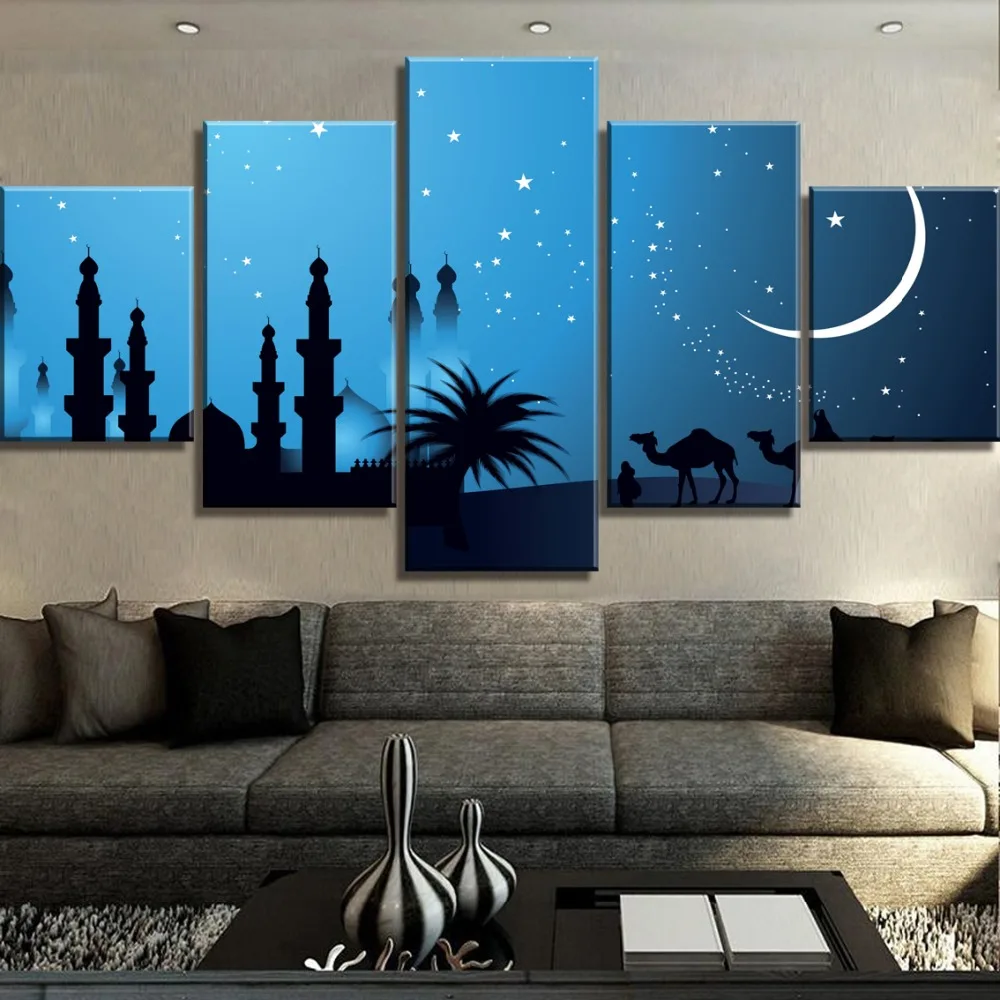 

5 Piece Canvas Art Islamic Celebration Cuadros Decoracion Paintings on Canvas Wall Art for Home Decorations Wall Decor Artwork