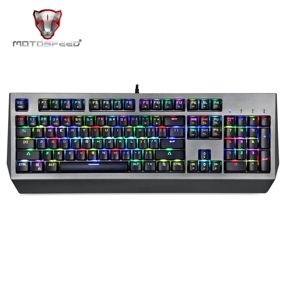 

MOTOSPEED CK99 RGB Mechanical Keyboard Outemu Blue Switch Anti-ghost 12 Lighting 104 Keys Creative 2019 New Battleship Design