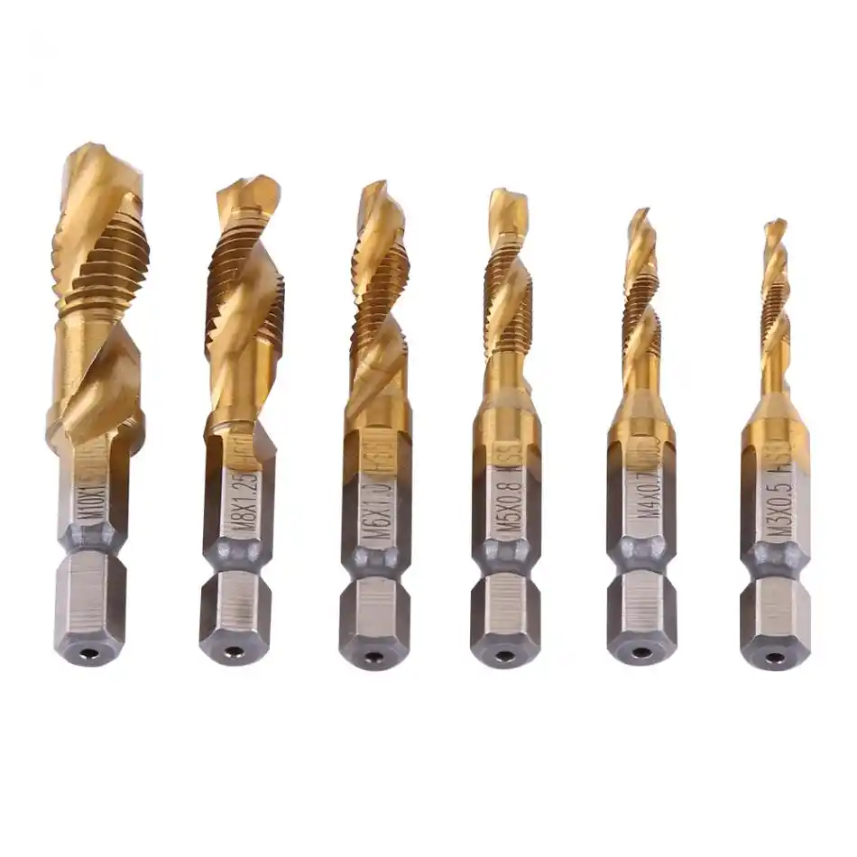 WALFRONT 6pcs//Lot Twist Drill Bit Set 1//4 inch Hex Shank M3-M10 Titanium Coated