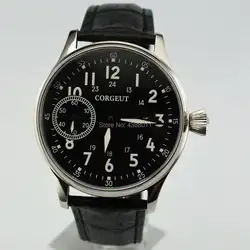 Corgeut 44 мм светящиеся часы с ручным заводом 6497 механические часы модные мужские часы