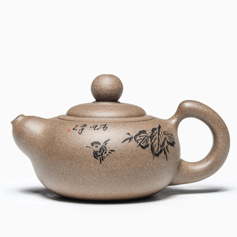 

Believe Yixing Raw Ore Full Pure Manual Grey Lime Mudway Hung Exquisite Dark-red Enameled Pottery Teapot Tea Set Teapot Suit