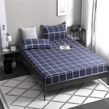 

1pcs 100%Polyester Printed Solid Fitted Sheet Mattress Cover Four Corners With Elastic Band Bed Sheet68