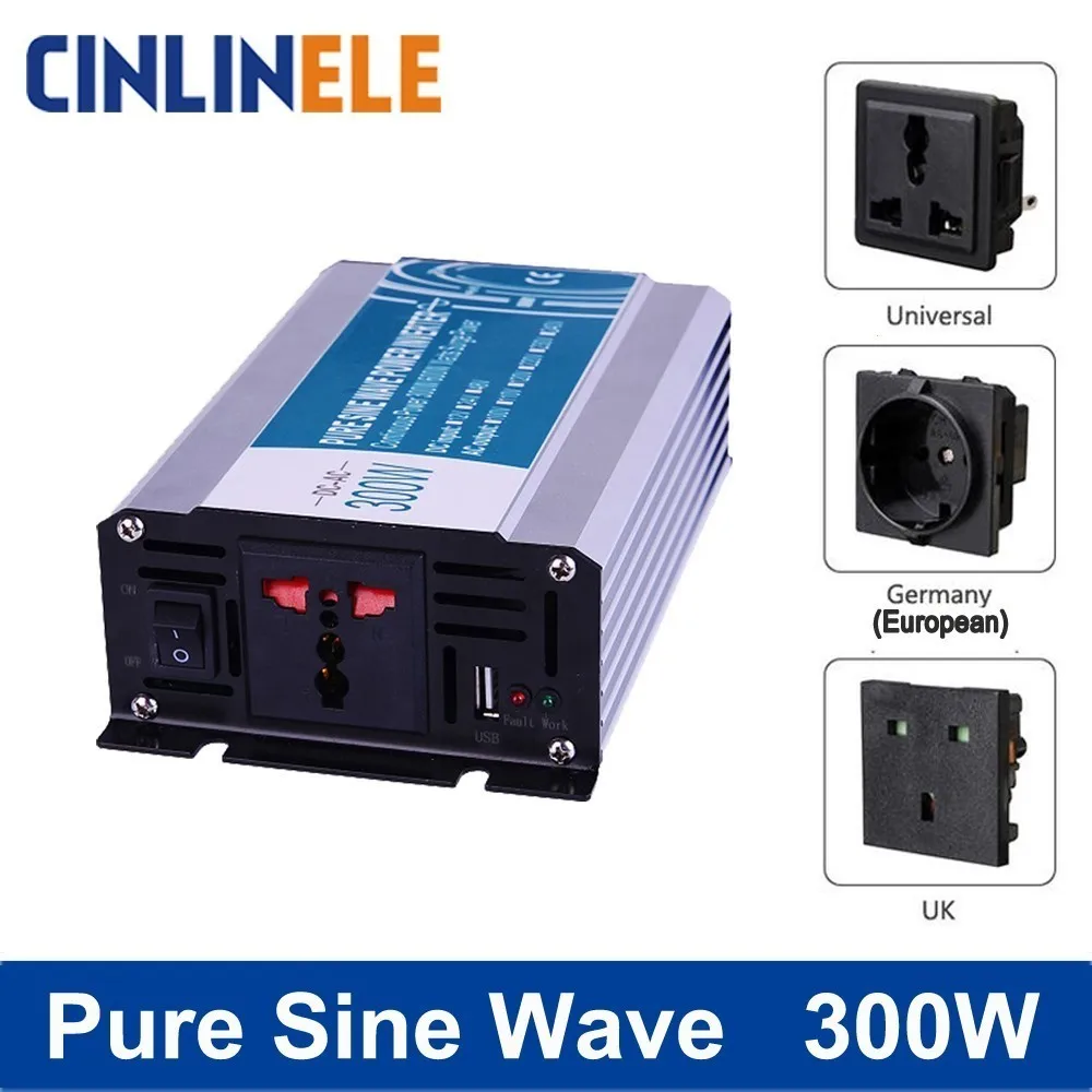 

Smart Pure Sine Wave Inverter 300W CLP300A DC 12V 24V 48V to AC 110V 220V Smart Series Solar Power 300W Surge Power 600W