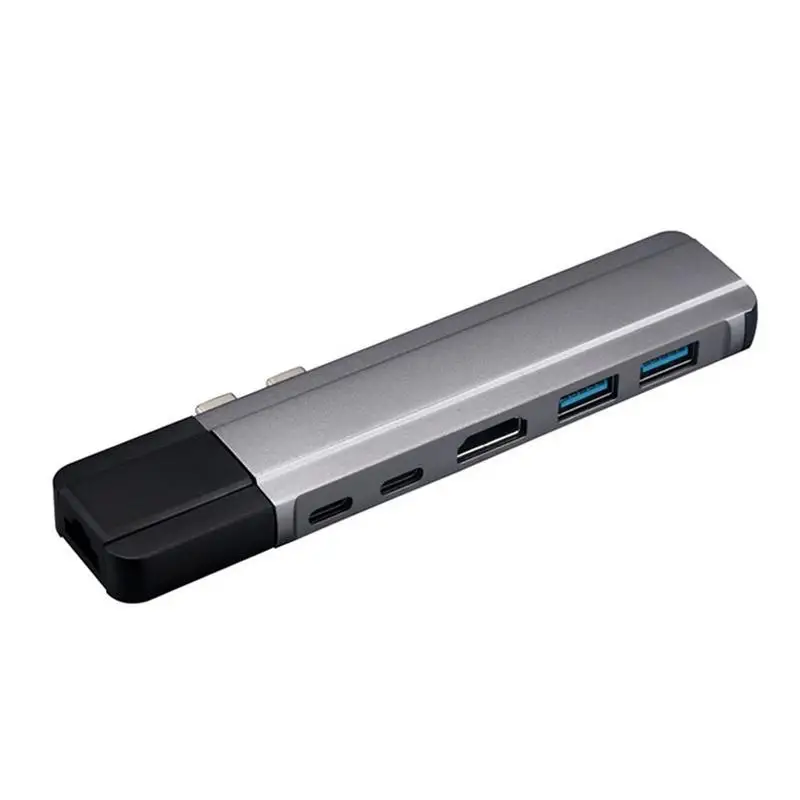 USB C концентратор 7 в 1 алюминиевый тип мульти Порт Thunderbolt 3 донгл с 2 0 портом 4K к HDMI