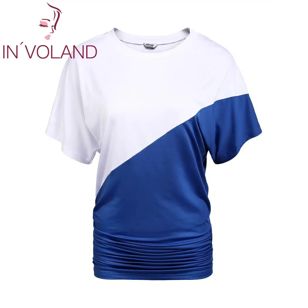 

Brand Short Sleeve T-Shirt Women Casual Tops Tee Shirt Femme Patchwork O-Neck Female T Shirts Office Blusas Mujer Clearance