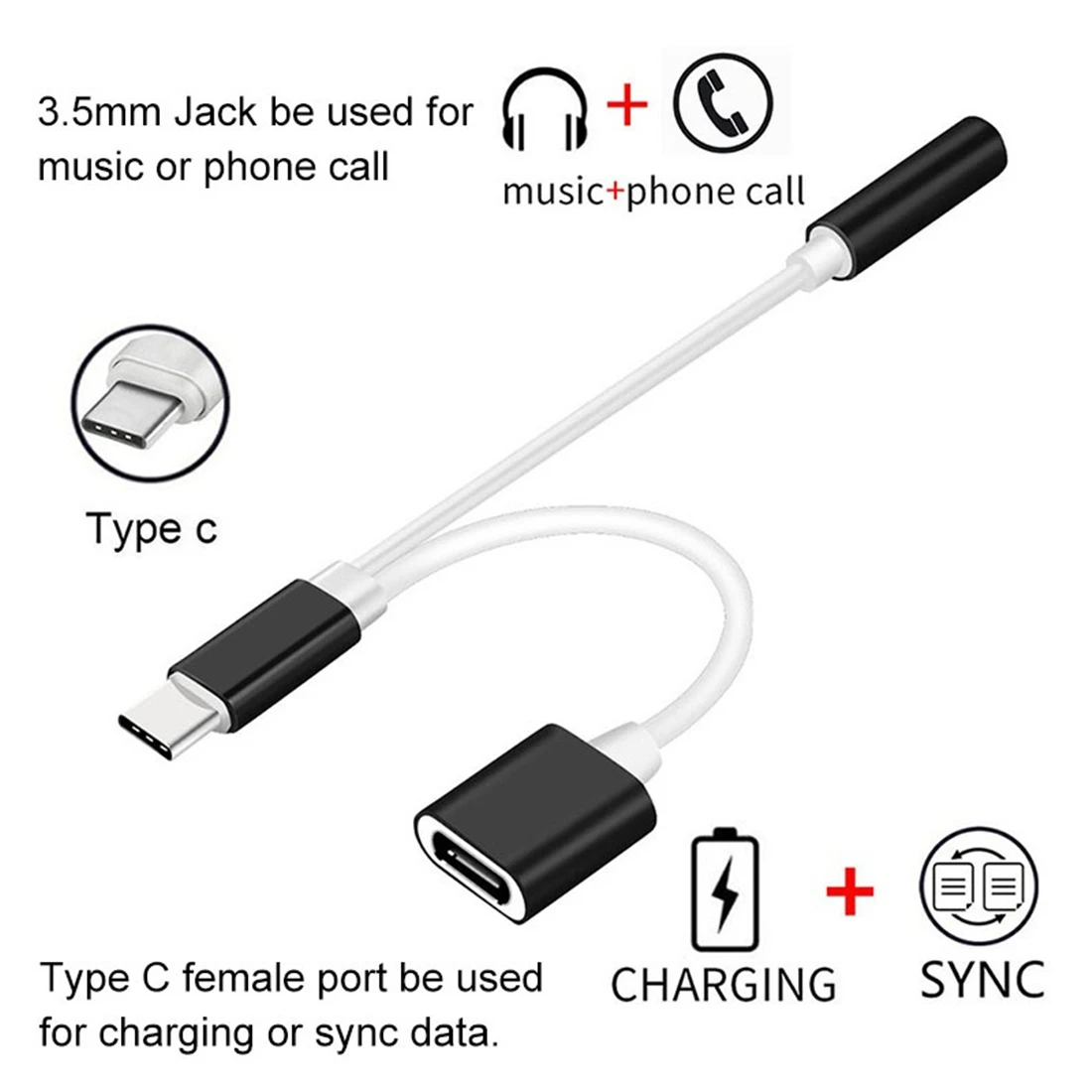 Черный USB TYPE C 3 5 аудио кабель для гарнитуры адаптер зарядки телефона|Аксессуары