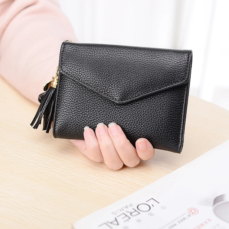 

Women Wallet Female Short Japanese And Korean Version Student Style Small Fresh Fashion Simple Three Fold Multi-Function Wallet