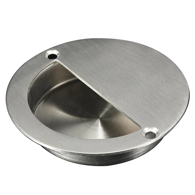 

Stainless Steel Door Handle Flush Recessed Pull Polished Finish Circular Covered Silver
