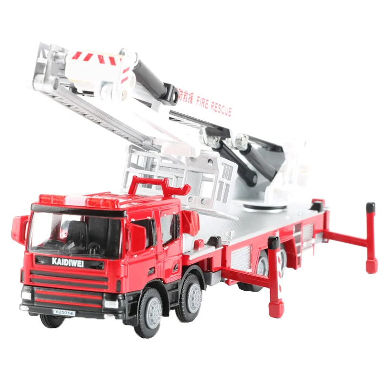 

KDW 1:50 Scale Alloy Platform Fire Engine Model Toy Fire Truck Models Construction Trucks Car Toys For Children Boys Gift