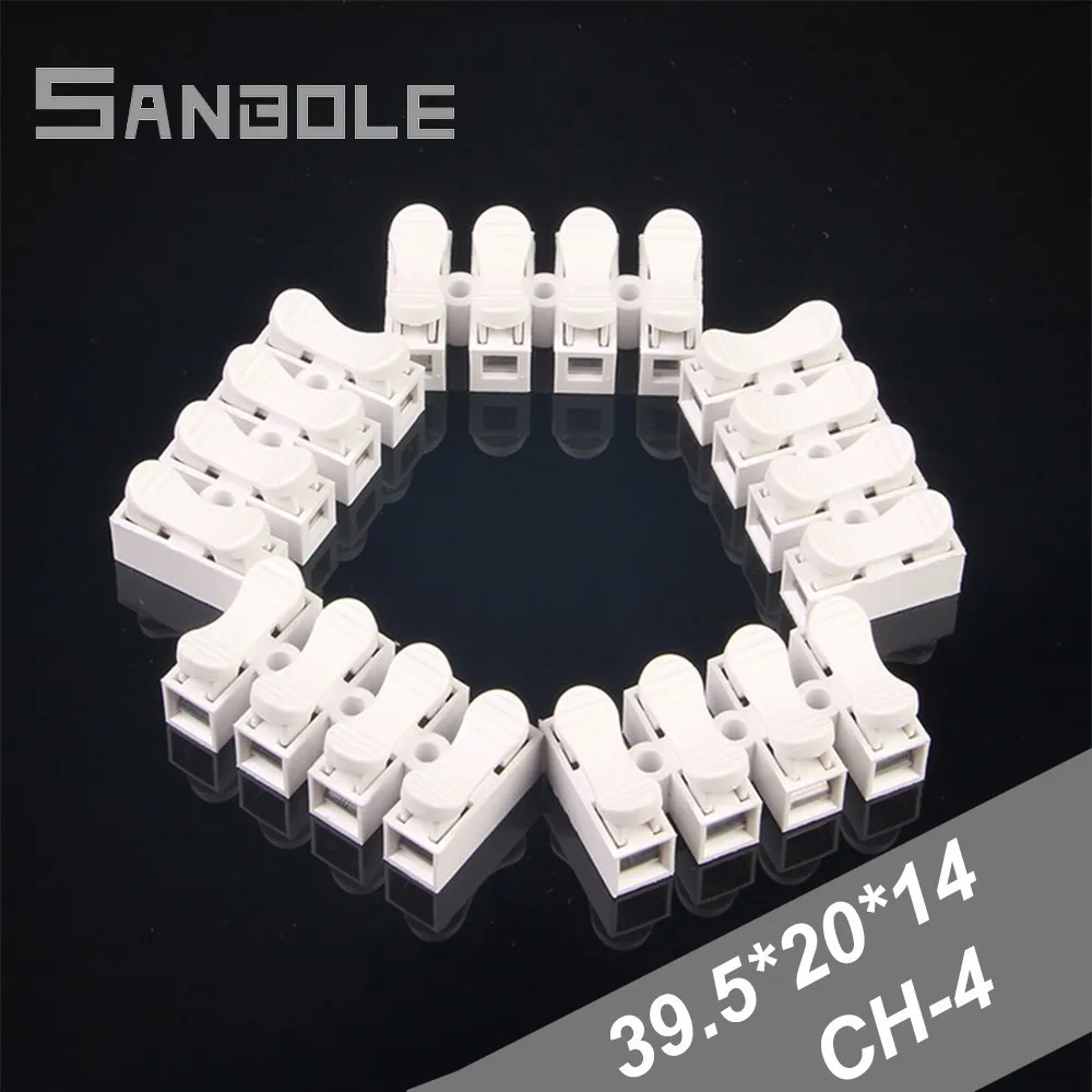 

Terminal Blocks Connector Electrical Cable Quick Splice Lock Wire Terminals Connection Fast Spring Press Type CH-4 (50PCS)