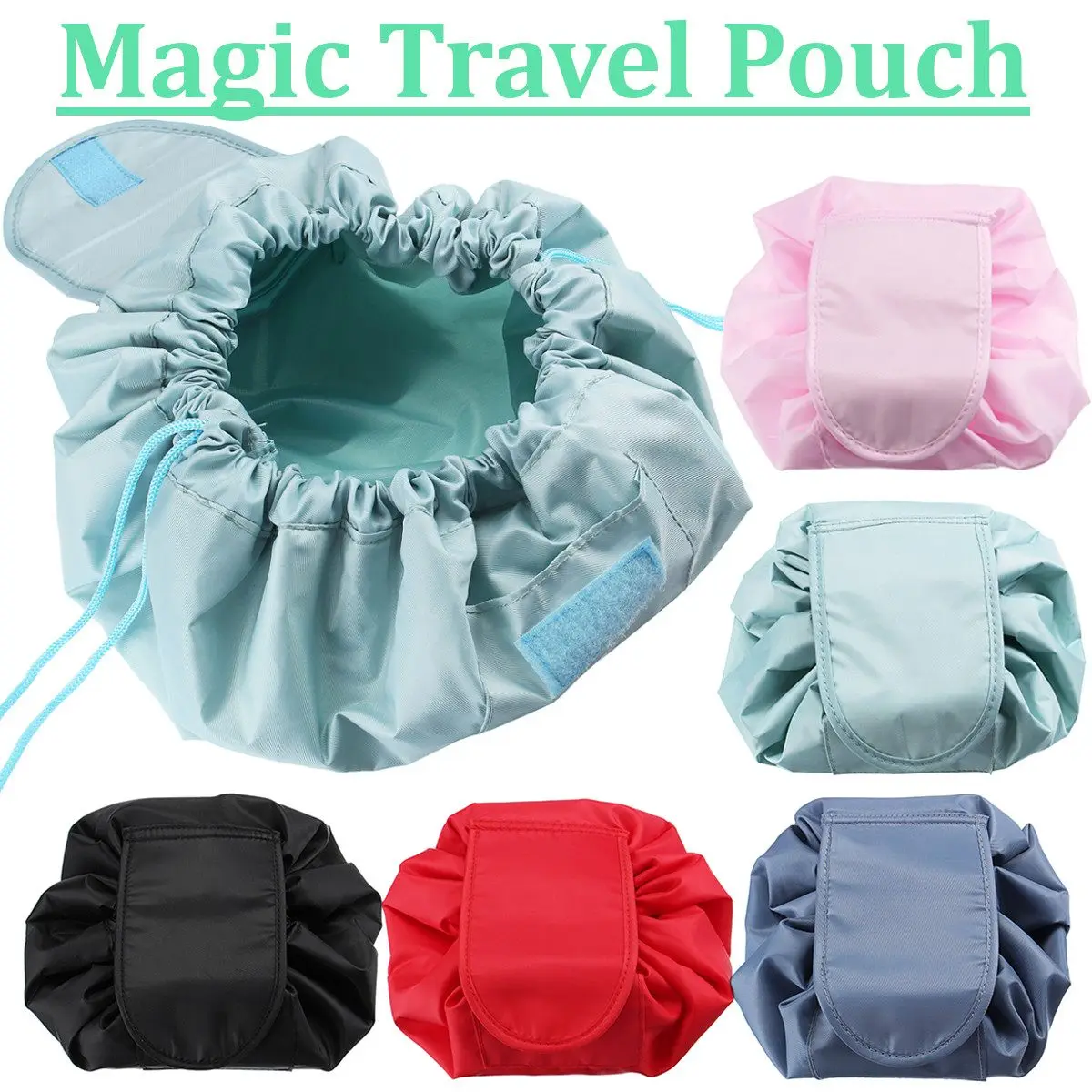 

Pure Color Drawstring Makeup Case Cosmetic Bag Women Travel ToiletryCosmetic Storage Holder Bag Lady Draw String Pouch 5 Colors