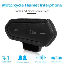 Be6 мотоциклетный шлем гарнитура 1000 м беспроводной Bluetooth домофон водостойкие BT переговорные для 2 всадников черный