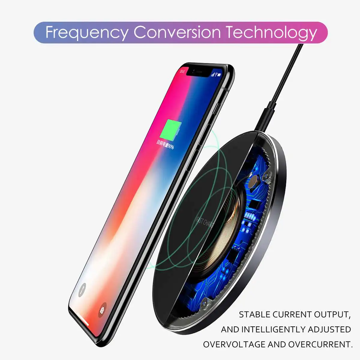 

Qi Wireless Charger For iPhone 8 X XR XS Max 10W Fast Wireless Charging for Samsung S8 Note 7 S7 USB Charger Pad