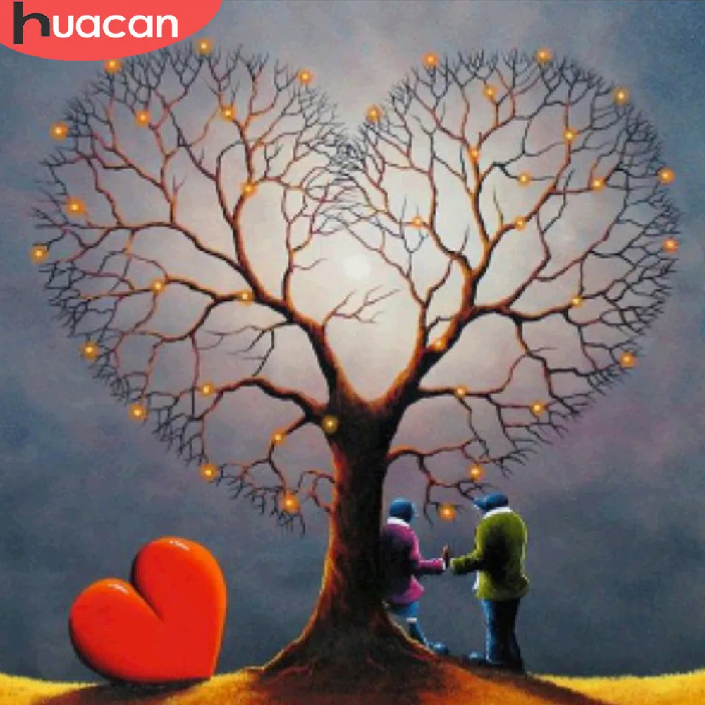 

HUACAN 5D DIY Diamond Painting Cartoon Love Full Drill Square Diamond Embroidery Picture Rhinestone Mosaic Tree Home Decor Gift